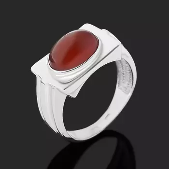 Кольцо сердолик (серебро 925 пр. родир. бел.) размер 17