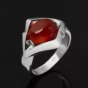 Кольцо сердолик (серебро 925 пр. родир. бел.) размер 17