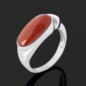 Кольцо сердолик (серебро 925 пр. родир. бел.) размер 17