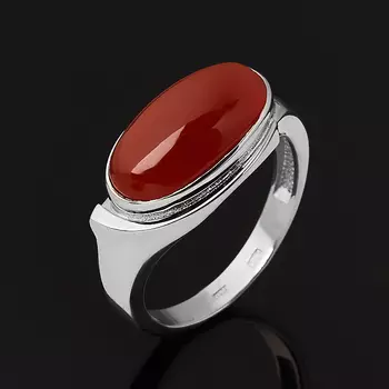 Кольцо сердолик (серебро 925 пр. родир. бел.) размер 17,5