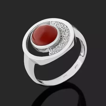 Кольцо сердолик (серебро 925 пр. родир. бел.) размер 17,5