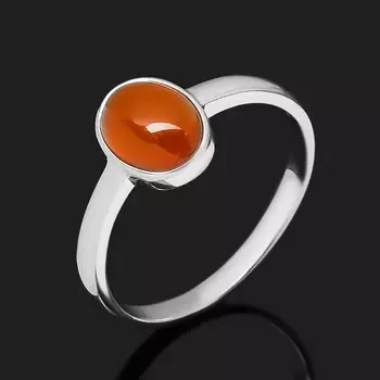 Кольцо сердолик (серебро 925 пр. родир. бел.) размер 17,5