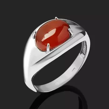 Кольцо сердолик (серебро 925 пр. родир. бел.) размер 17,5