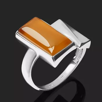 Кольцо сердолик (серебро 925 пр. родир. бел.) размер 17