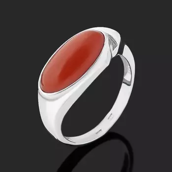 Кольцо сердолик (серебро 925 пр. родир. бел.) размер 18