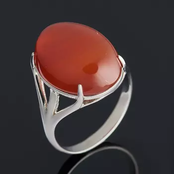 Кольцо сердолик (серебро 925 пр. родир. бел.) размер 18