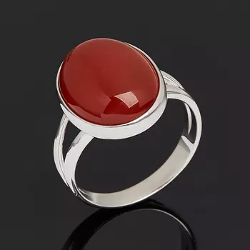 Кольцо сердолик (серебро 925 пр. родир. бел.) размер 18