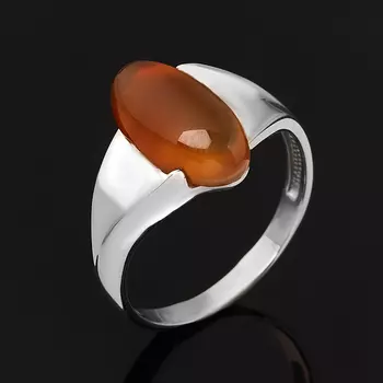 Кольцо сердолик (серебро 925 пр. родир. бел.) размер 19