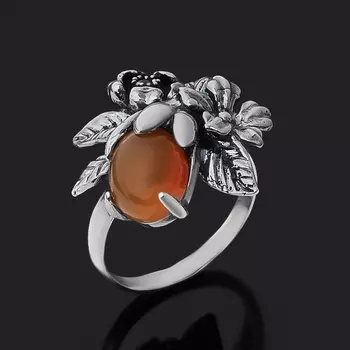 Кольцо сердолик (серебро 925 пр. родир. черн.) размер 17,5