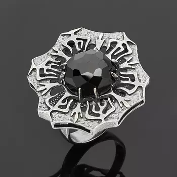 Кольцо шпинель черная огранка (серебро 925 пр.) размер 17,5