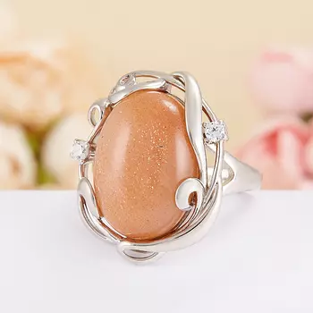 Кольцо солнечный камень (серебро 925 пр.) размер 18,5