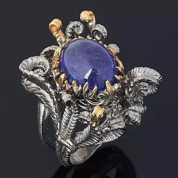 Кольцо танзанит (серебро 925 пр. позолота, родир. сер.) размер 18