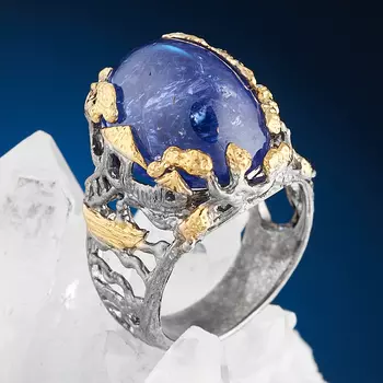 Кольцо танзанит (серебро 925 пр. позолота, родир. сер.) размер 17,5