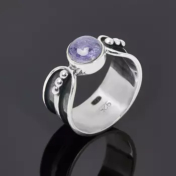 Кольцо танзанит (серебро 925 пр. родир. черн.) размер 19