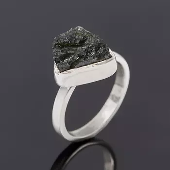 Кольцо тектит (молдавит) (серебро 925 пр.) размер 17 (регулируемый)
