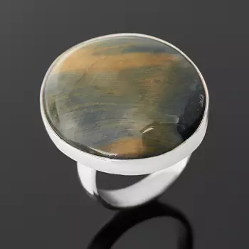 Кольцо тигрово-соколиный глаз (серебро 925 пр.) (регулируемый) размер 18