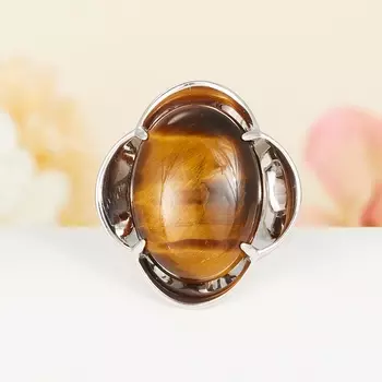 Кольцо тигровый глаз (серебро 925 пр.) размер 17