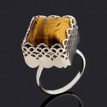 Кольцо тигровый глаз (серебро 925 пр.) размер 18