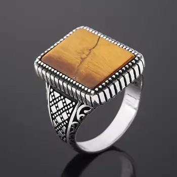 Кольцо тигровый глаз (серебро 925 пр. оксидир.) размер 19,5