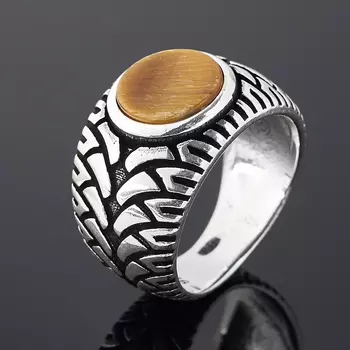 Кольцо тигровый глаз (серебро 925 пр. оксидир.) размер 18,5