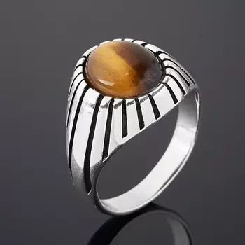 Кольцо тигровый глаз (серебро 925 пр. оксидир.) размер 19,5