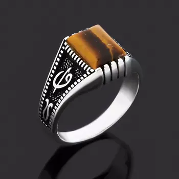 Кольцо тигровый глаз (серебро 925 пр. оксидир.) размер 20