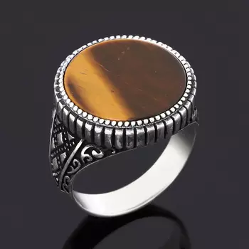 Кольцо тигровый глаз (серебро 925 пр. оксидир.) размер 20,5