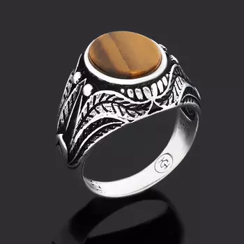 Кольцо тигровый глаз (серебро 925 пр. оксидир.) размер 19
