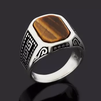 Кольцо тигровый глаз (серебро 925 пр. оксидир.) размер 19