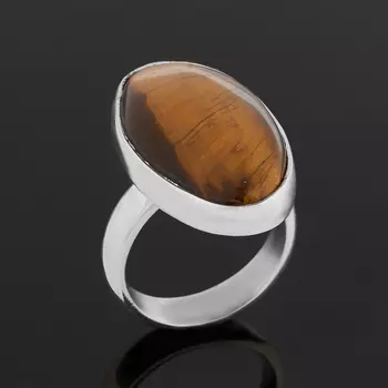 Кольцо тигровый глаз (серебро 925 пр.) (регулируемый) размер 17