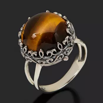 Кольцо тигровый глаз (серебро 925 пр. оксидир.) размер 18,5