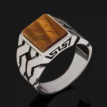 Кольцо тигровый глаз (серебро 925 пр. оксидир.) размер 20