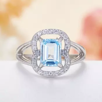 Кольцо топаз голубой огранка (серебро 925 пр.) размер 17,5