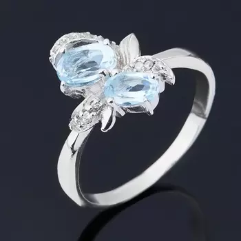 Кольцо топаз голубой огранка (серебро 925 пр.) размер 19