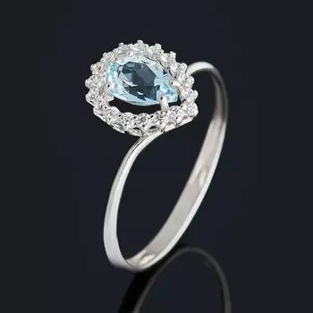 Кольцо топаз голубой огранка (серебро 925 пр.) размер 18,5