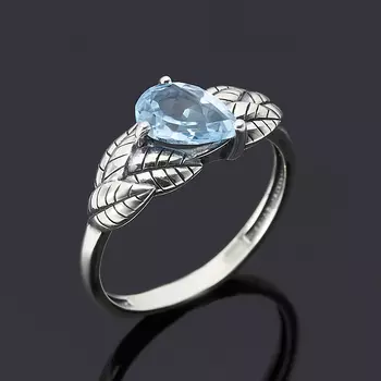 Кольцо топаз голубой огранка (серебро 925 пр.) размер 17