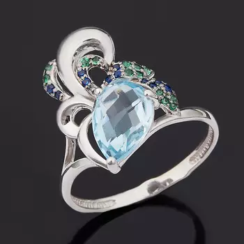 Кольцо топаз голубой огранка (серебро 925 пр.) размер 18