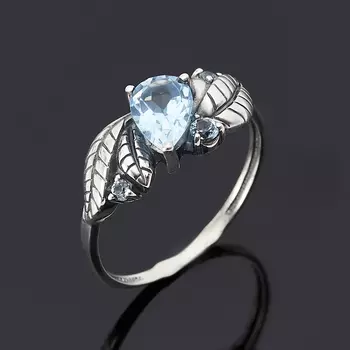 Кольцо топаз голубой огранка (серебро 925 пр.) размер 18