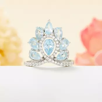 Кольцо топаз голубой огранка (серебро 925 пр.) размер 18,5