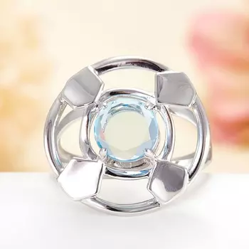 Кольцо топаз голубой огранка (серебро 925 пр.) размер 18