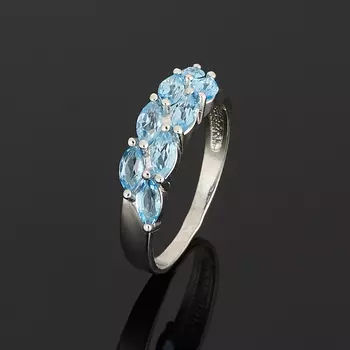 Кольцо топаз голубой огранка (серебро 925 пр.) размер 18