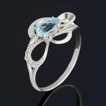 Кольцо топаз голубой огранка (серебро 925 пр.) размер 18