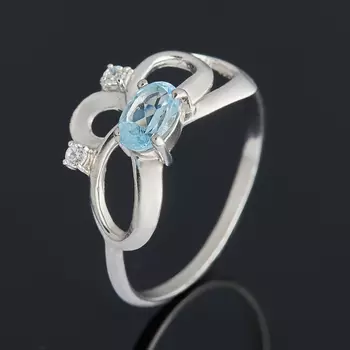 Кольцо топаз голубой огранка (серебро 925 пр.) размер 19,5