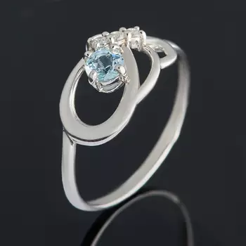 Кольцо топаз голубой огранка (серебро 925 пр.) размер 18