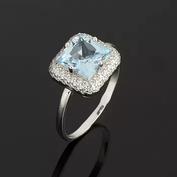 Кольцо топаз голубой огранка (серебро 925 пр.) размер 17,5