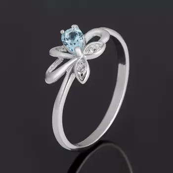 Кольцо топаз голубой огранка (серебро 925 пр.) размер 16