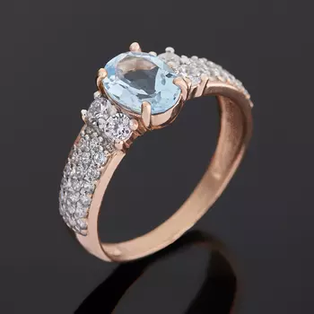 Кольцо топаз голубой (серебро 925 пр. позолота) огранка размер 18