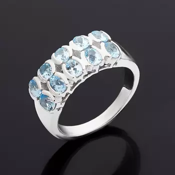 Кольцо топаз голубой (серебро 925 пр. родир. бел.) огранка размер 18