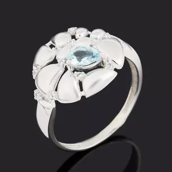 Кольцо топаз голубой (серебро 925 пр. родир. бел.) огранка размер 17,5