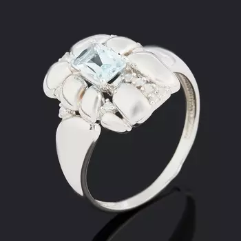 Кольцо топаз голубой (серебро 925 пр. родир. бел.) огранка размер 17